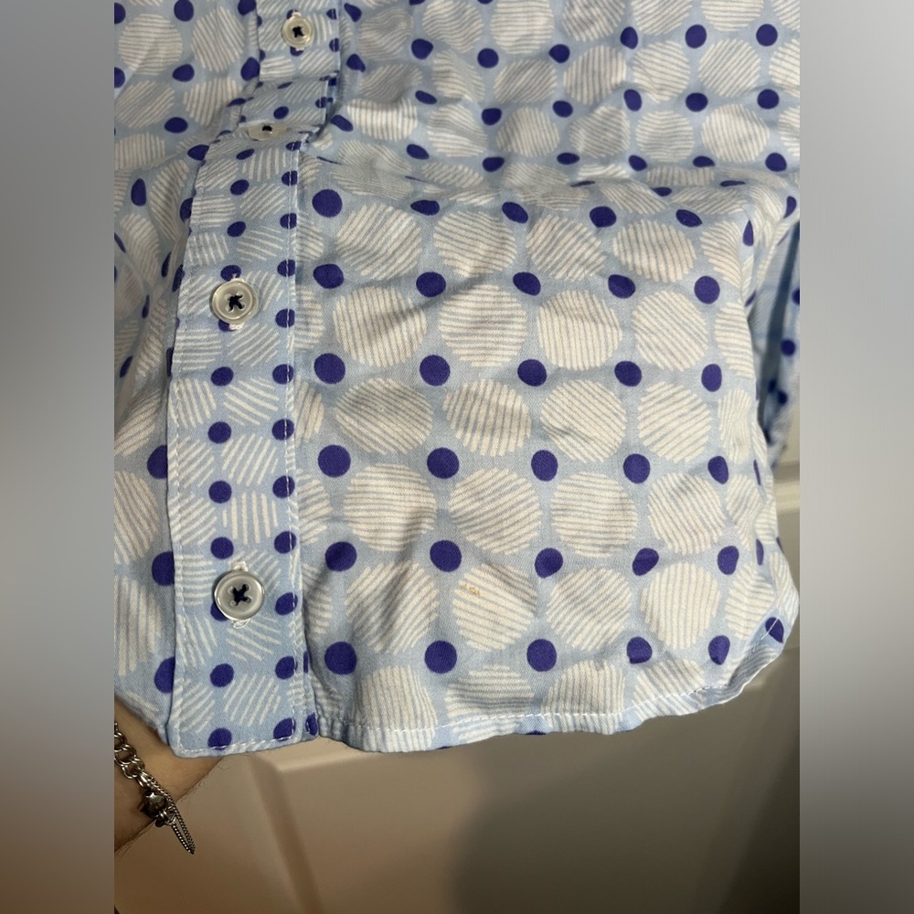 Finley Button Down White Blue Pattern Collared Lo… - image 7